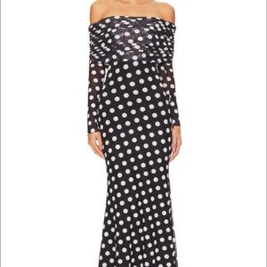 AFRM Black and White Polka Dot Maxi Dress